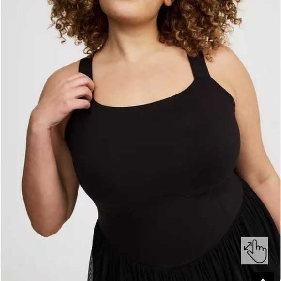 Torrid Performance Core Mesh Ruffle 2fer Active Dress 1X Black - Picture 3 of 9